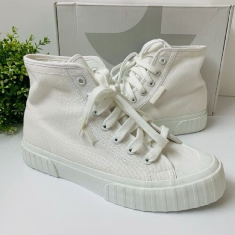Superga White High-Top Sneakers with Chunky Sole